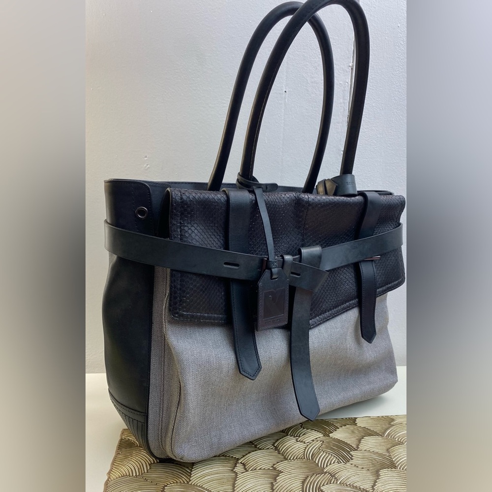 Reed Krakoff Boxer Tote Large Black and Gray Top Handle Bag - Picture 11 of 15
